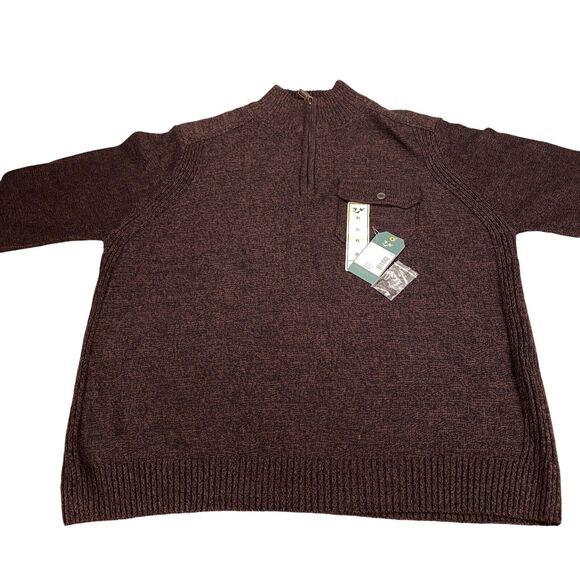 Outdoor Life Sweater Mens XL Brown Knit Cotton Long Sleeve Mock Neck Quarter Zip - Picture 10 of 15